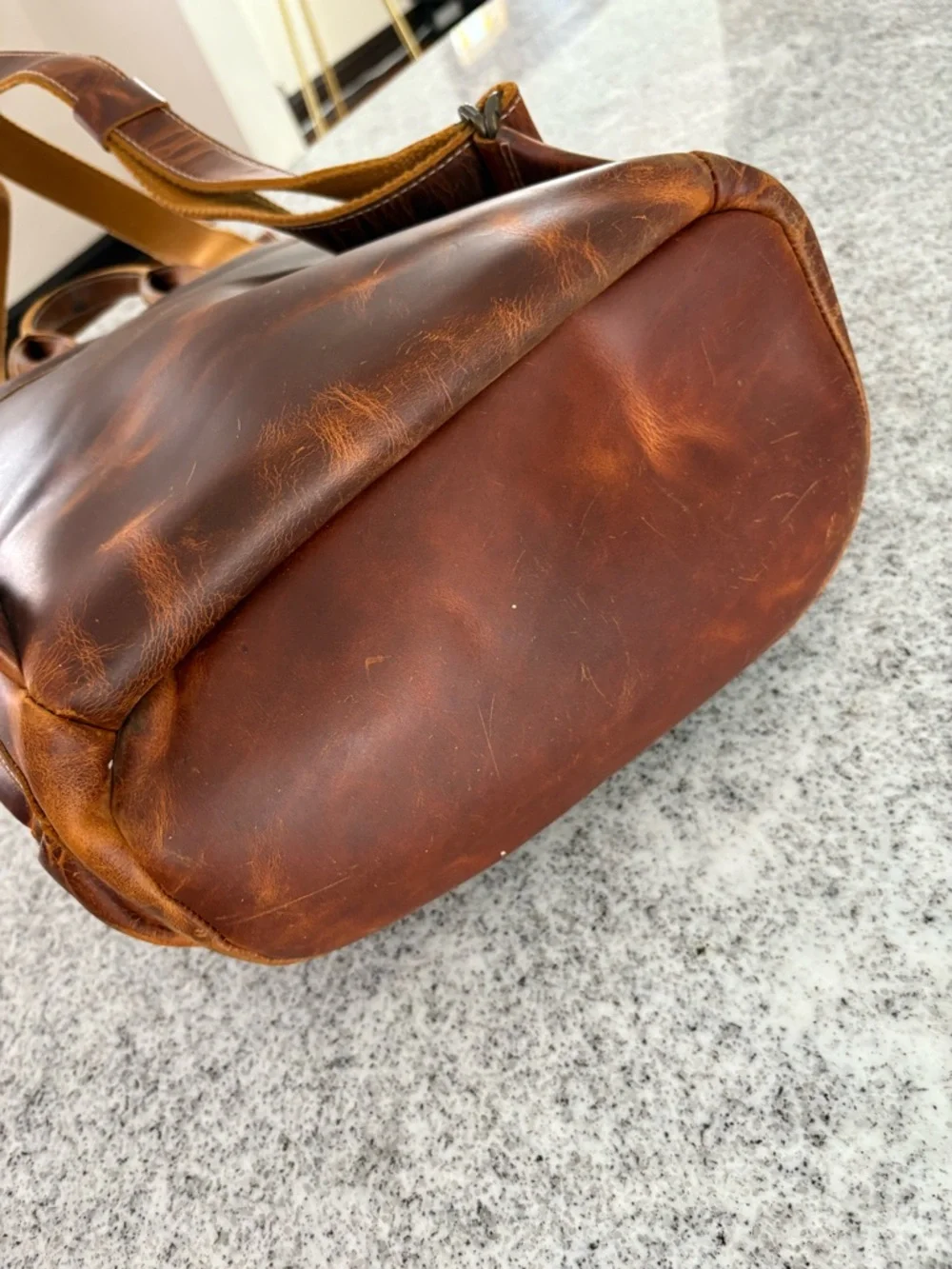 Mega Gear Valley backpack cowhide leather laptop bag handcrafted distressed